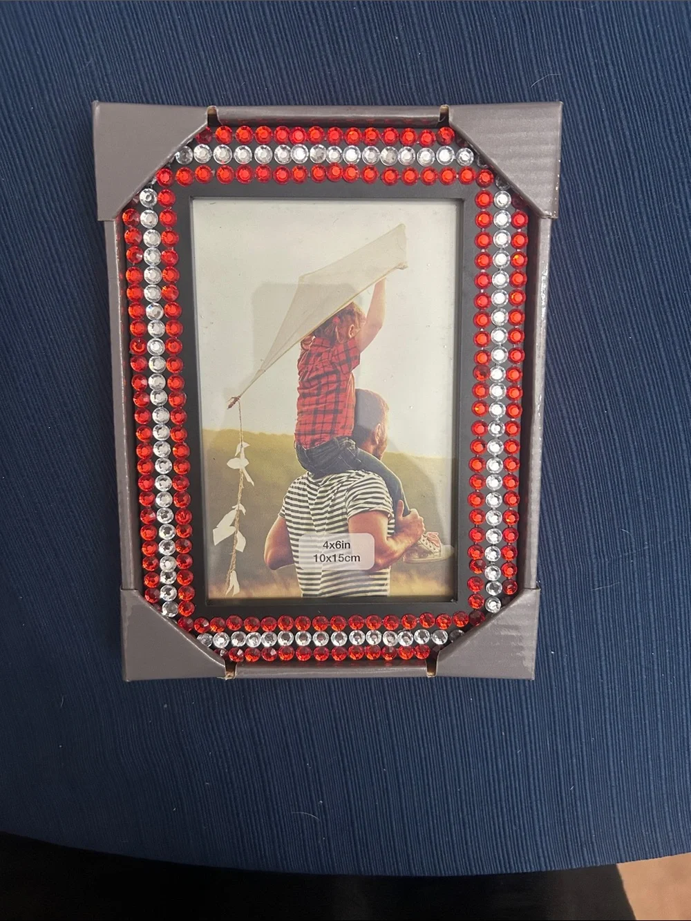Red and Silver Rhinestone 4x6 Photo Frame